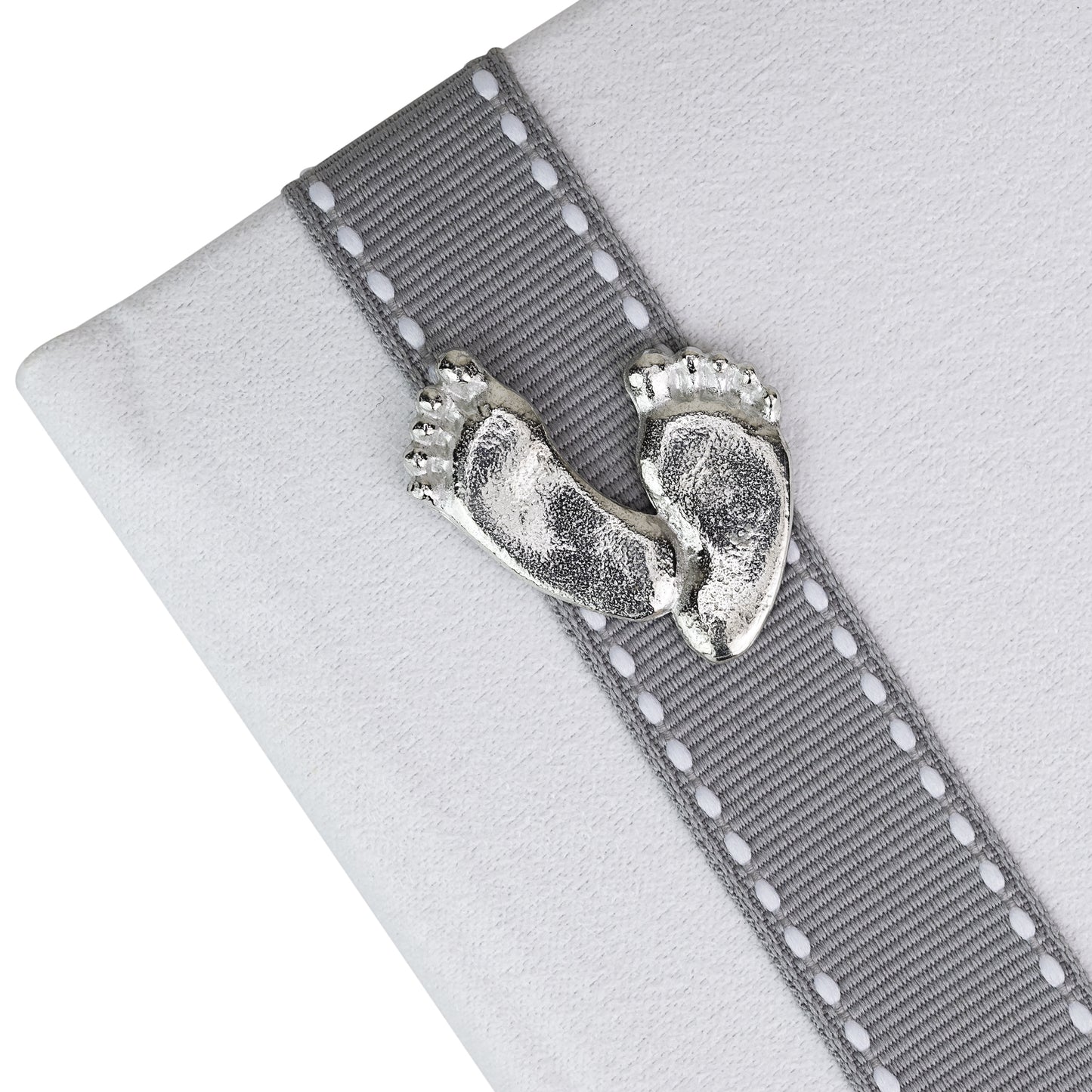 Grandparents Brag Book - Smart linen photo album with grey stitched ribbon