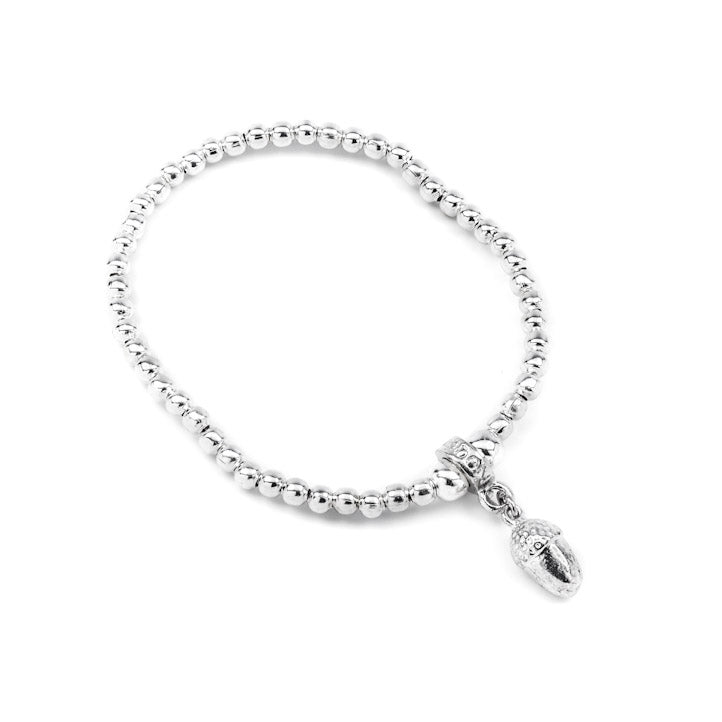 Acorn pewter bead bracelet