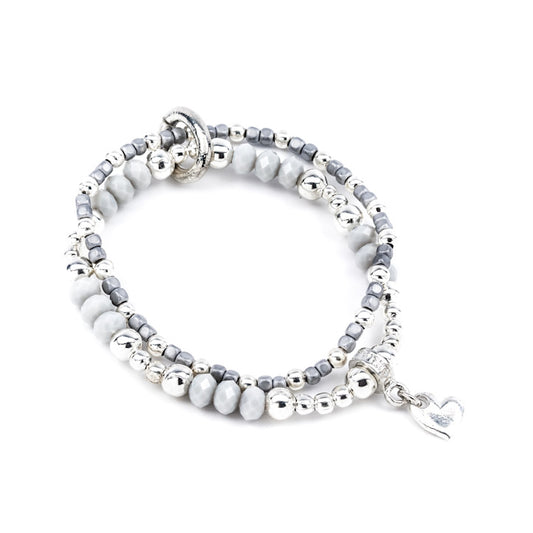Dove Grey double strand bracelet by Luna London