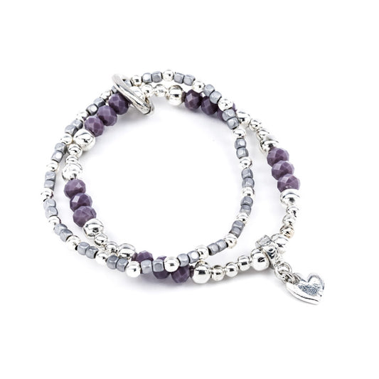 Matt Purple double strand bracelet by Luna London