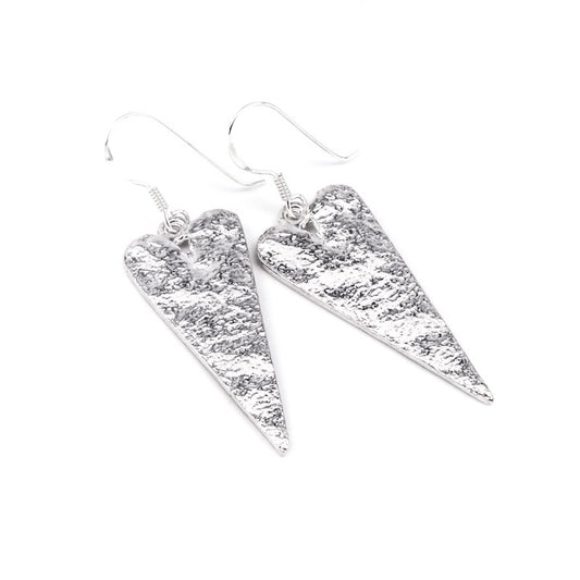 Elongated heart drop earrings