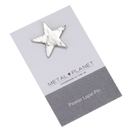 Large star pewter jacket pin