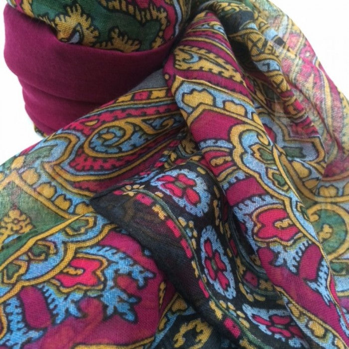 Luxurious Jaipur printed scarf in multi tones