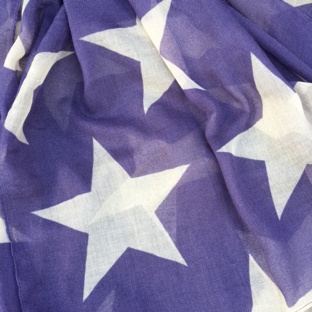 Large sand print star & purple softly woven scarf!